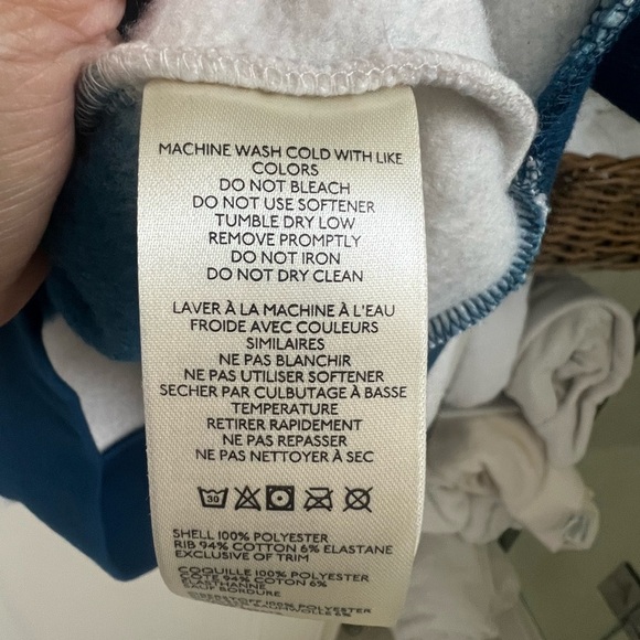 NWT new XS fits small Anthropologie Maeve Sherpa fleece stripe blue sweater top - Picture 12 of 17